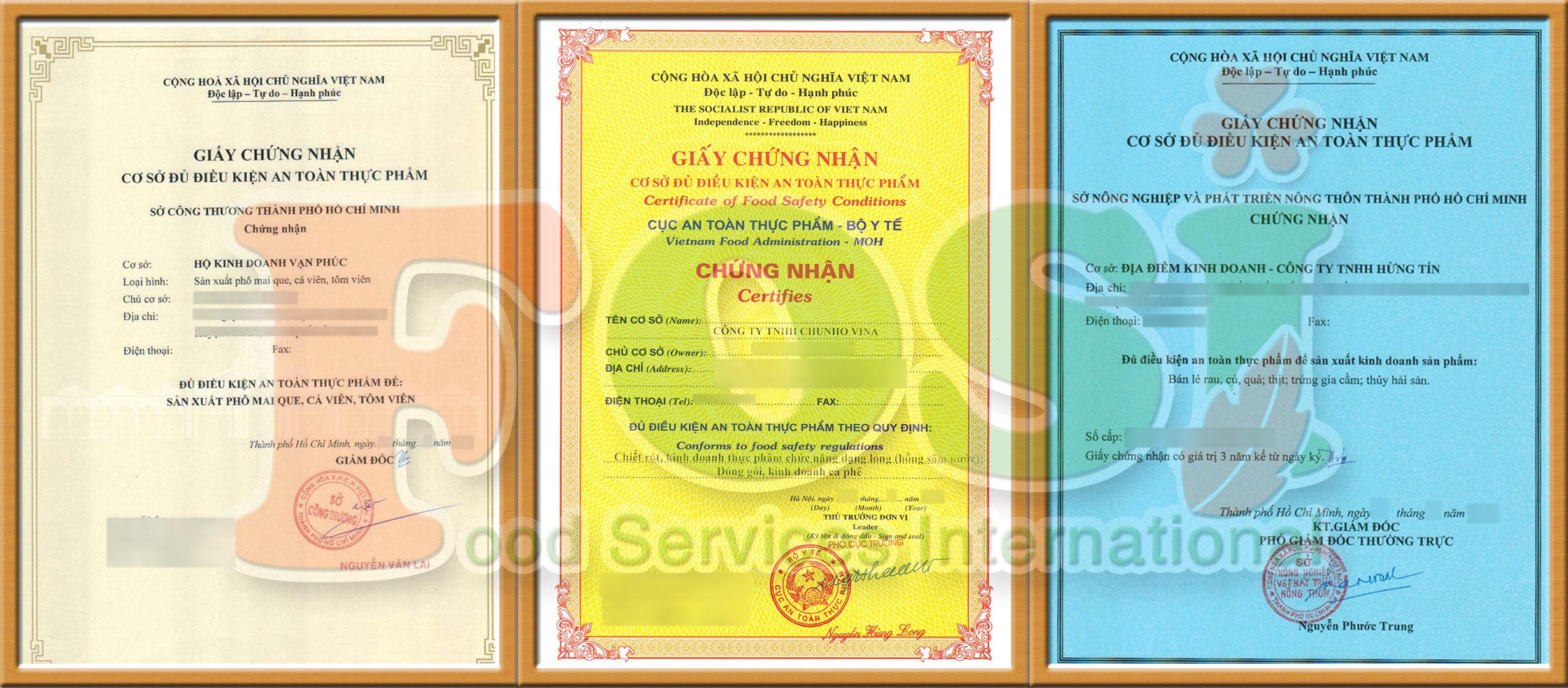 Giấy Phép Vệ Sinh An Toàn Thực Phẩm - Bộ Công Thương - Bộ Y Tế - Bộ Nông Nghiệp